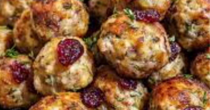Cranberry Turkey Stuffing Meatballs